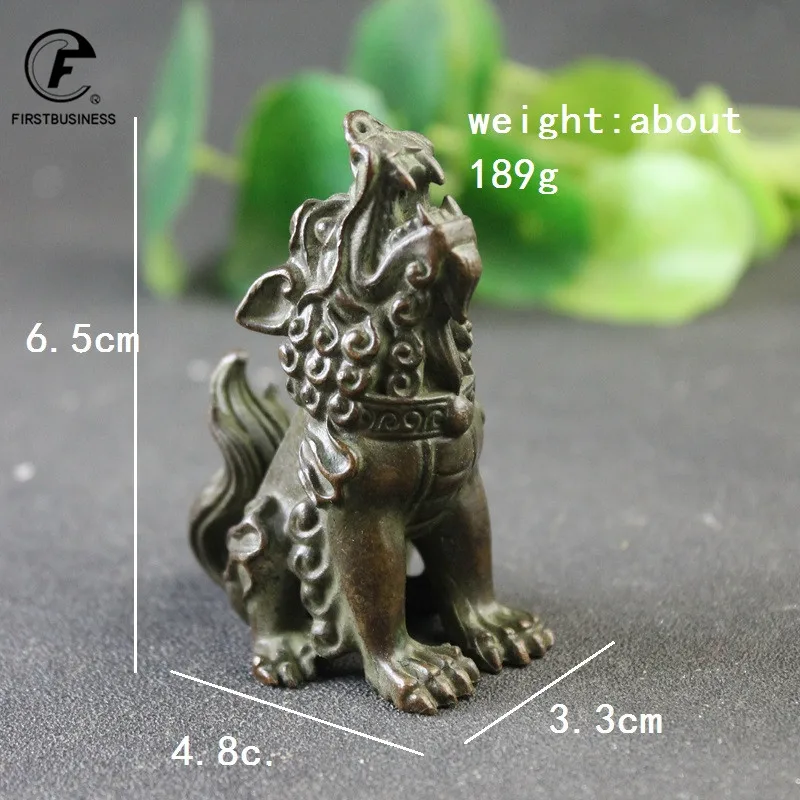 Antique Bronze Chinese Beast Qi Lin Desktop Ornaments Ancient Copper Animal Lucky Kirin Miniature Figurines Tea Pets Home Decors