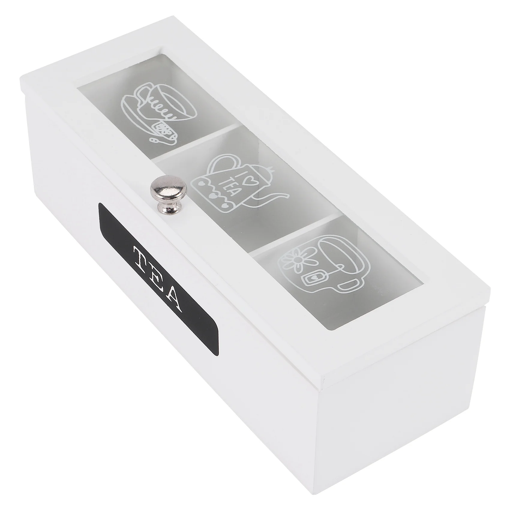 A84E-3 Compartments Bamboo System Tea Bag Storage Box Jewelry Organizer Tea Box Organizer Wood Sugar Packet Container