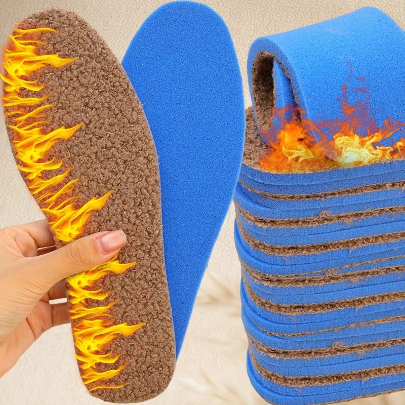 Plantillas de lana Sherpa para hombre y mujer, almohadillas cálidas para zapatos de invierno, cojín de felpa grueso, inserciones cómodas para botas, zapatos, novedad de 2026