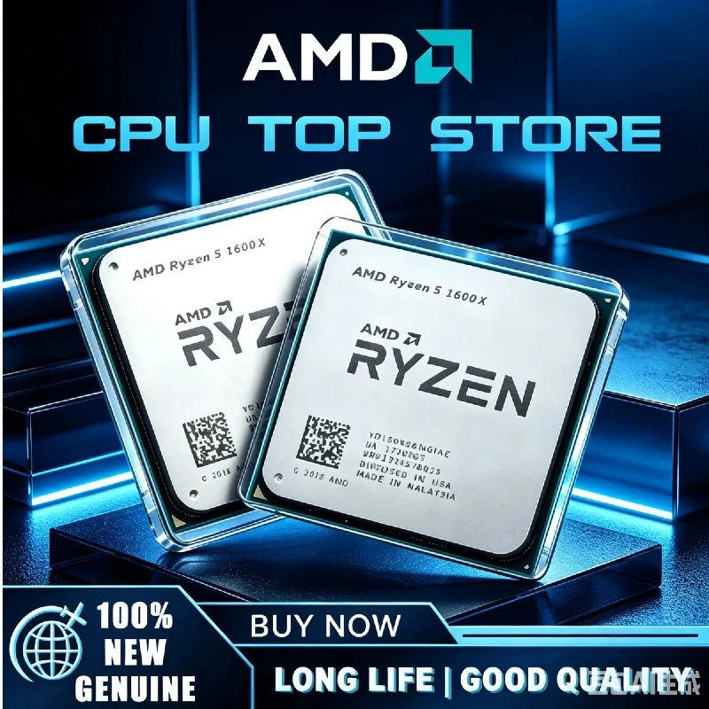 Processeur AMD Ryzen 5 1600X Original Neuf AM4 pour Ordinateur de Bureau, 6 Cœurs, 12 Threads, 3.6GHz, 16MB de Cache L3, 95W, En Stock