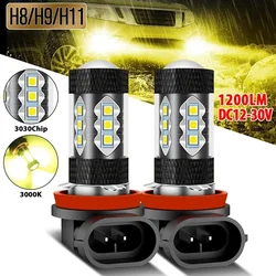 2pcs LED Fog Light DC10- 24V H11 H8 LED Bulbs 3000K Golden Yellow Super Bright Fog Light DRL Light High Power