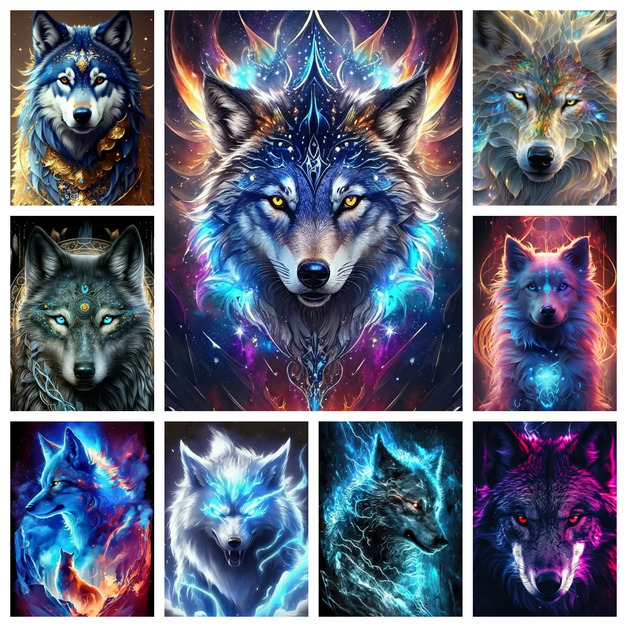 

AB Diamond Painting DIY Wolf Science Fiction Diamond Embroidery Animal Mosaic Decoration Full Diamond Home Handicraft Art Gift