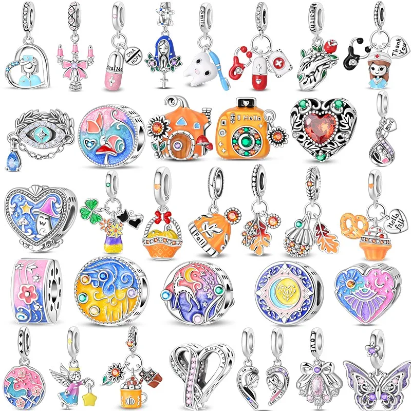 

S925 sterling silver original charm beads magic maple leaf suitable Fit women's bracelet DIY jewelry making charming gift