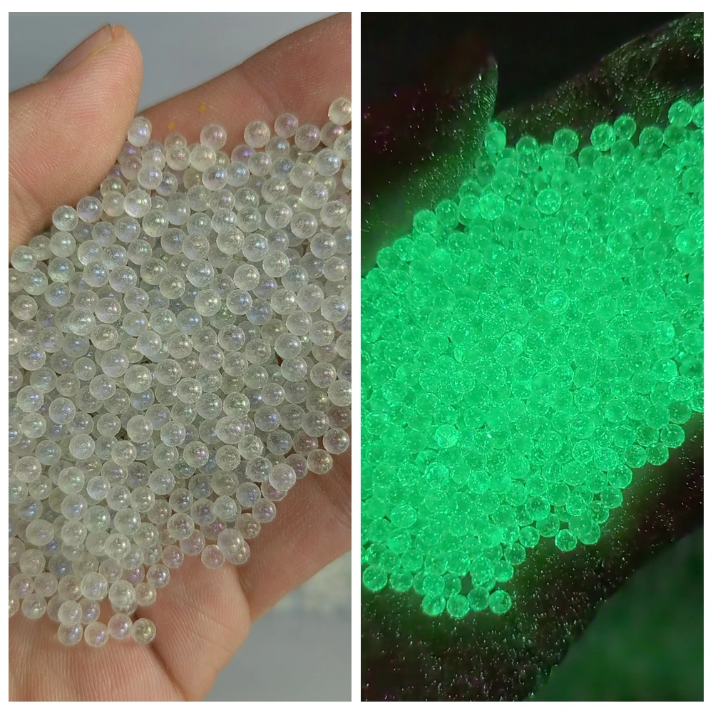 

Round Glass Noctilucent Microbeads 3-3.5mm 50g Decoration Accessories Handmade DIY Quicksand Filled Material