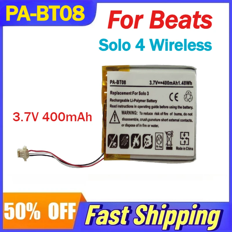 

PA-BT08 3.7V 400mAh Rechargeable Li-ion Battery For Beats Solo 4 Wireless Headphone Batteries AEC363535 Accessories