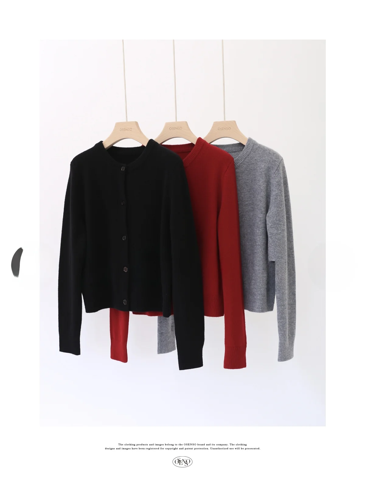 

Osenso Autumn Winter Slim Fit Commute Long Sve Basic round Ne Fce Knit Cardigan Comfortable Soft Woolen Color