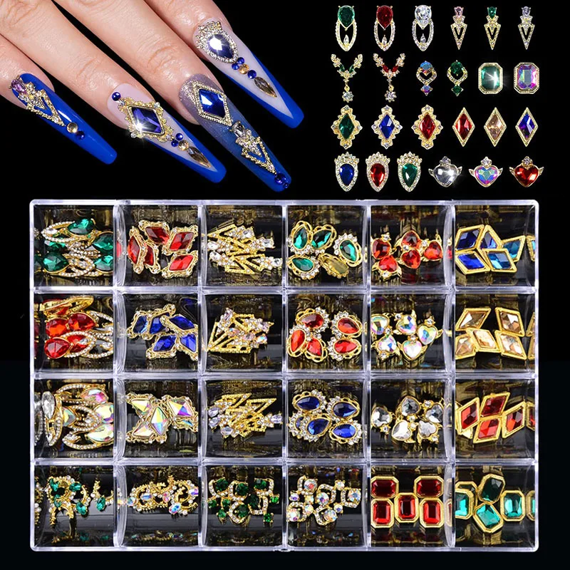 

Nail Art Rhinestones 3D Shiny Crystal Nail Charms Gems Luxury Alloy Nail Art Accessories Set DIY Jewel Design Nail Decorations