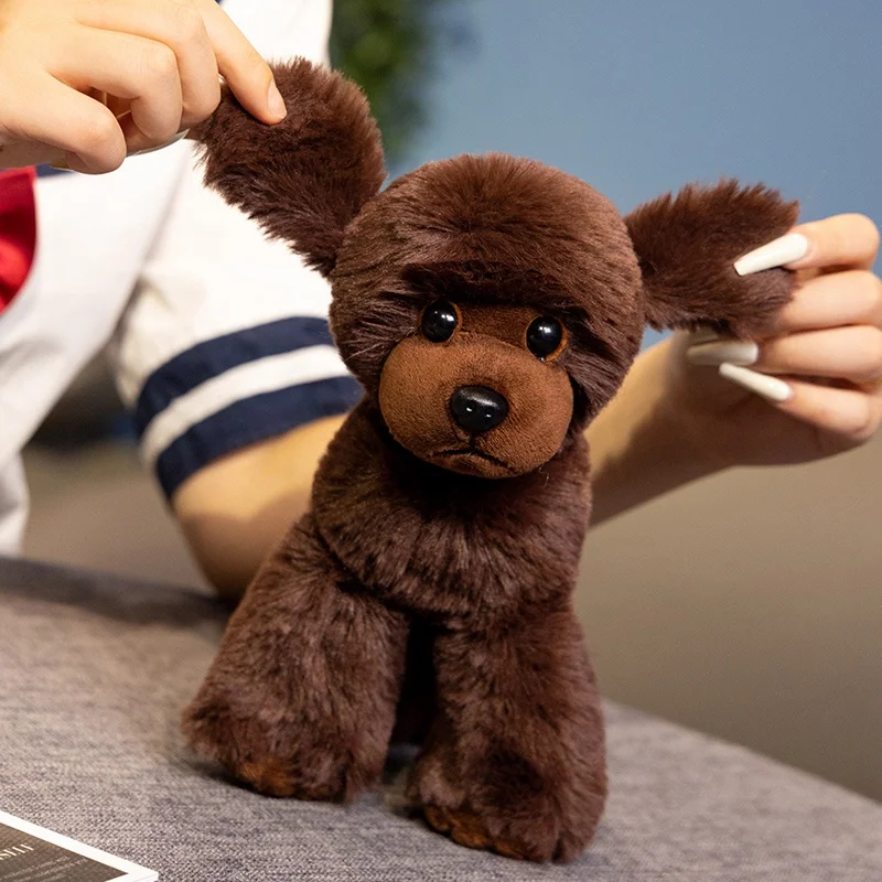 ตุ๊กตาสุนัขพุดเดิลเหมือนจริง ตุ๊กตาหมาจำลอง ของเล่นตุ๊กตาขนนุ่ม ทำมือ รูปแบบสัตว์เหมือนจริง ของขวัญวันเกิดสำหรับเด็ก