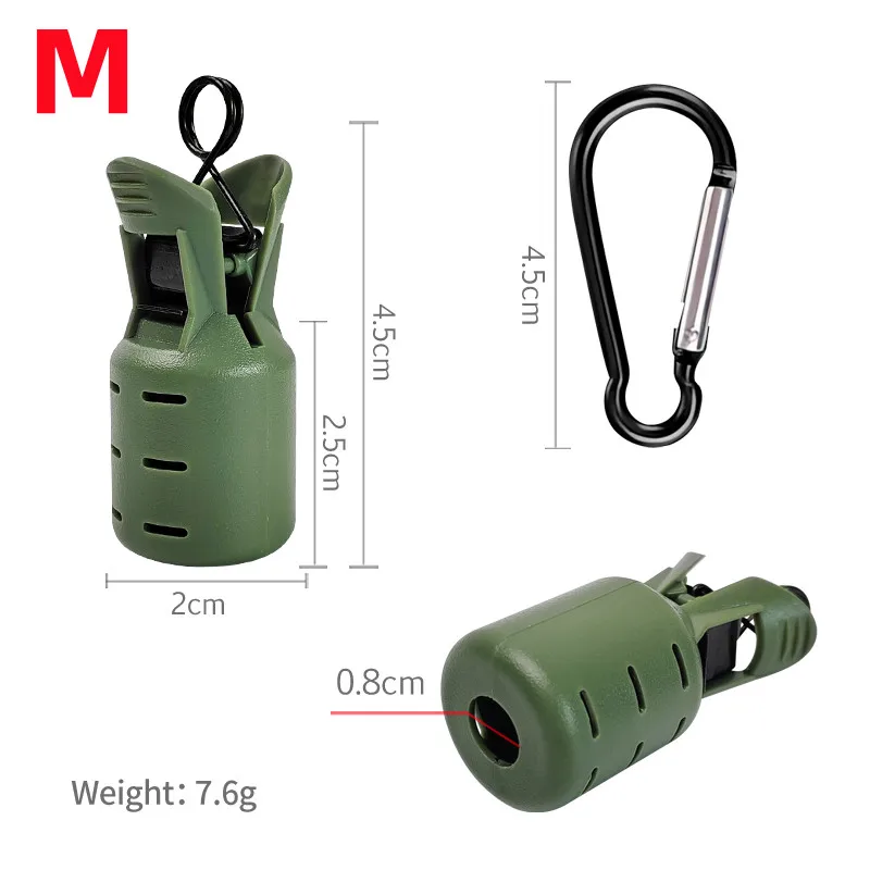 L+M Size Squid Jig Protector Set Octopus Egi Hook Cover Cuttlefish Umbrella Lure Cap Wood Shrimp Bait Tackle with Carabiner view 2