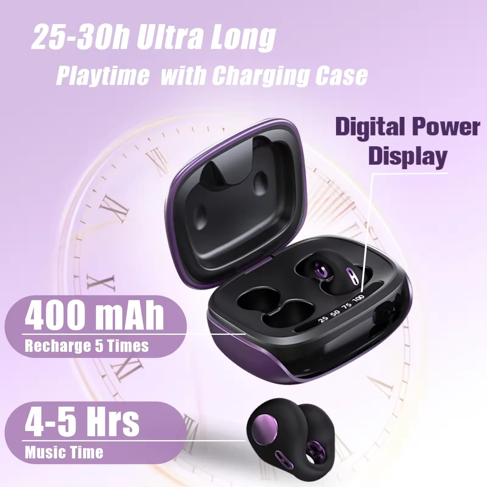 

Air conduction clip on wireless Bluetooth earphones with noise reduction and no delay,long battery life and no sensation to wear