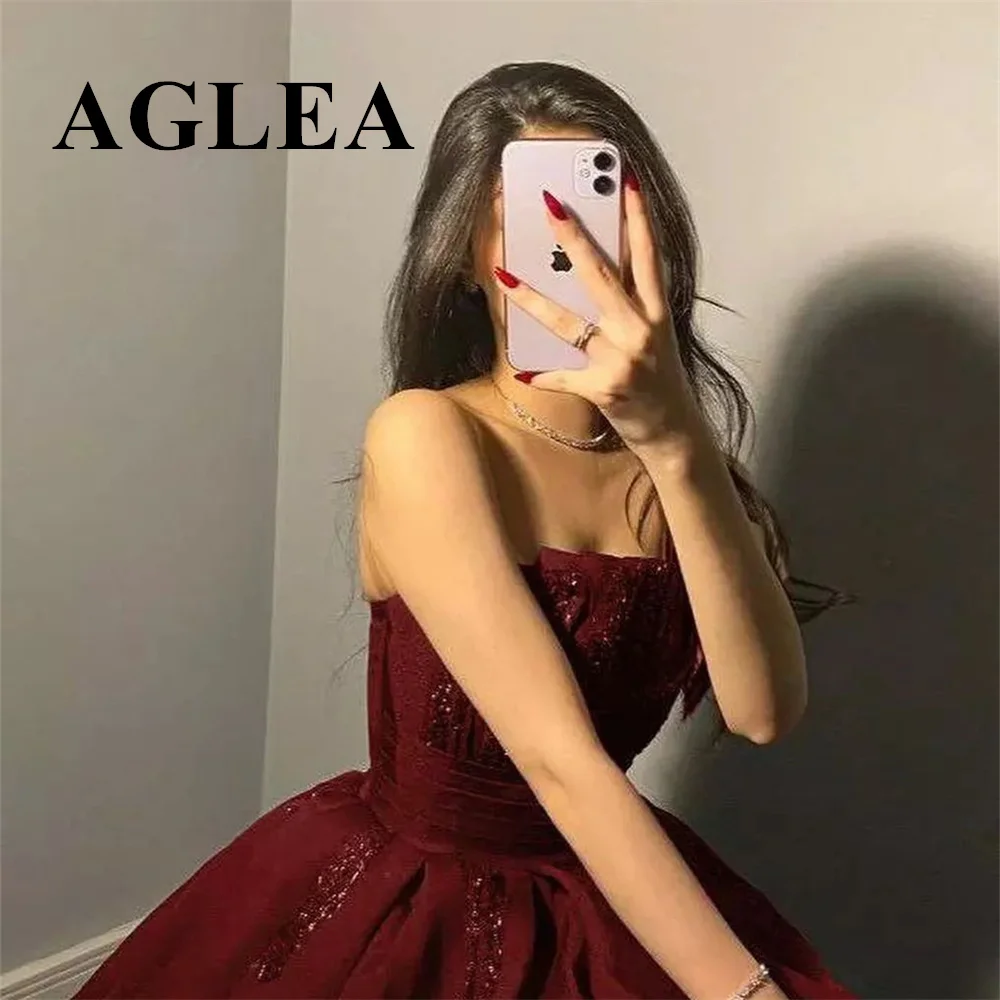 AGLEA-vestido de baile sem alças para mulheres, elegante plissado sem alças, A-Line, tornozelo de comprimento, sem mangas, vestidos modernos de festa