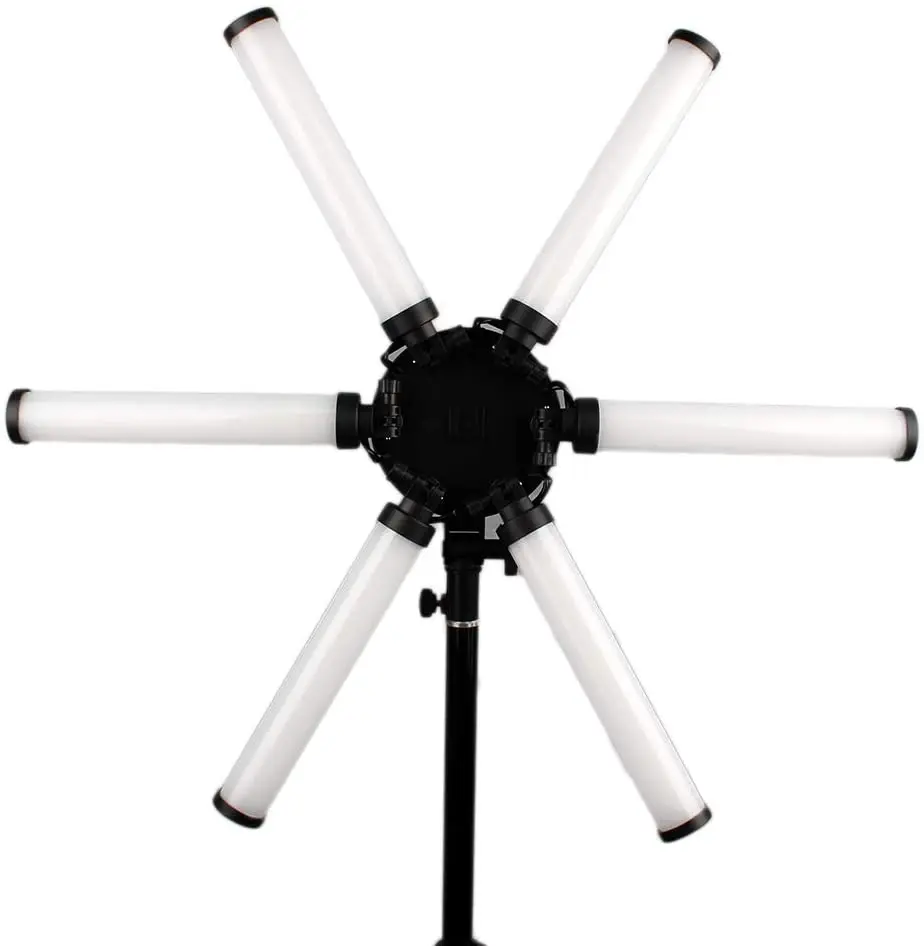 26 Inch 54W Foldable LED Fill Lamp Six Tubes Stick Beauty Light Makeup Photography Ring Shaped DMX512 Control High CRI 90 White
