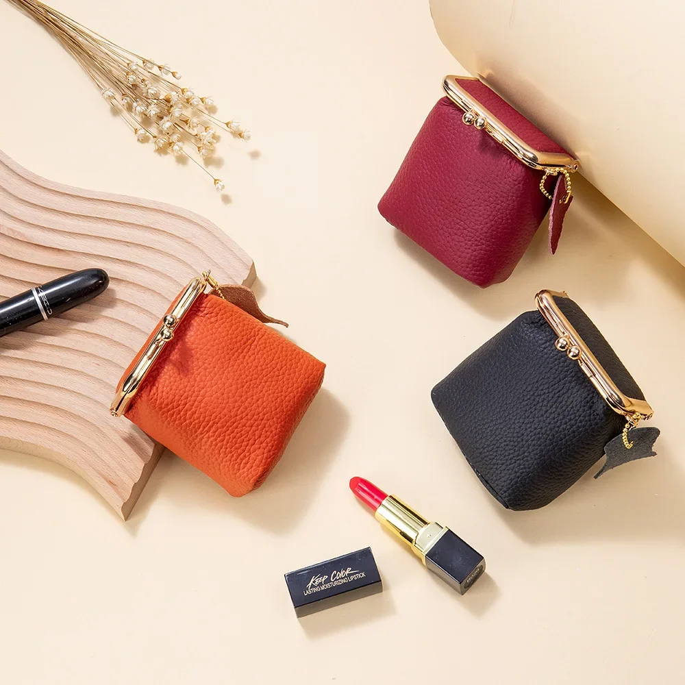 Mini-Lippenstiftbeutel aus PU-Leder, Make-up-Tasche, modische, elegante Geldbörse, Kopfhörer-Schlüsseletui, einfarbige, einfache Münzgeldbörse