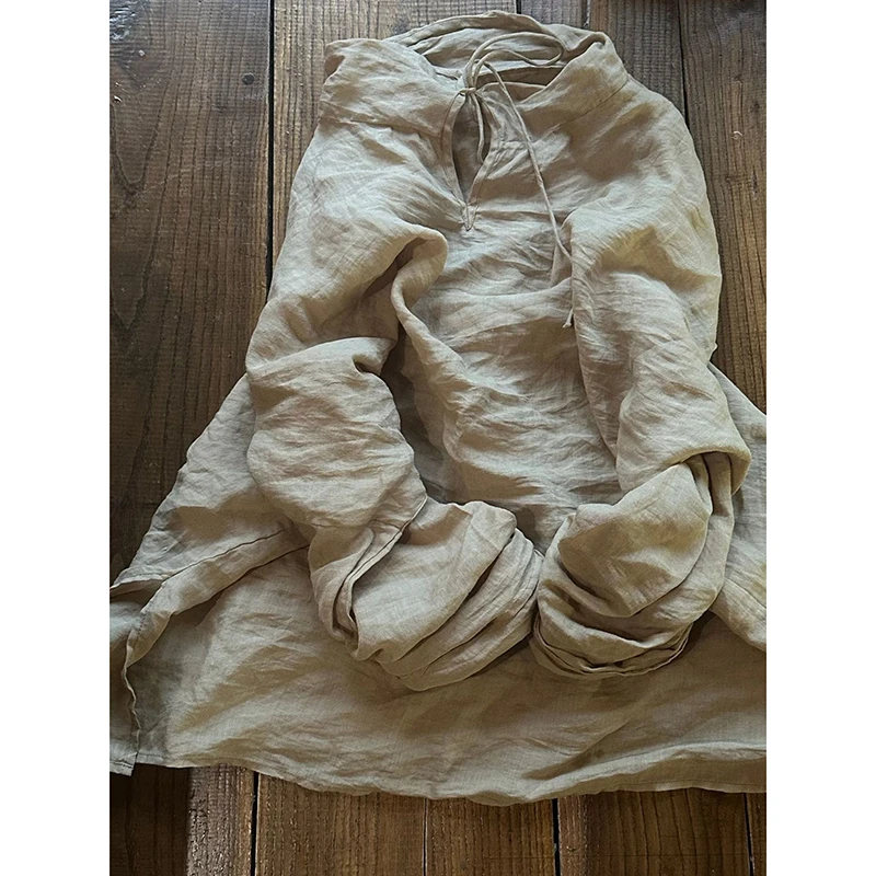 

Spring Autumn New Arrival Women Tops Tees Loose Casual Long Sleeve Hooded Collar Top Quality Cotton Linen Long T-shirt Y192