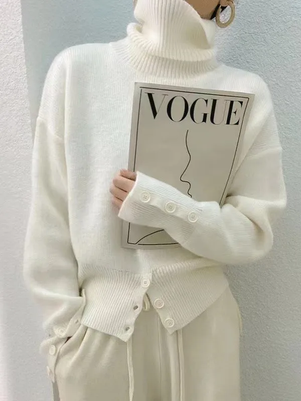 2026 Spring Autumn Cashmere Sweater Women's Knitted Sweater Half High Neck Soft Pullovers Long Sleeves Sweaters Pull Femme