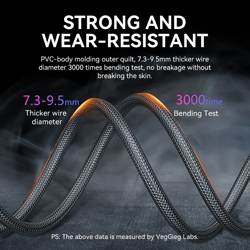 VegGieg 48Gbps HDMI 2.1 Cable Braided Male to Male 8K@60Hz 4K@120Hz HDR for PS5 Xbox - High-Speed Digital Video And Audio Transm