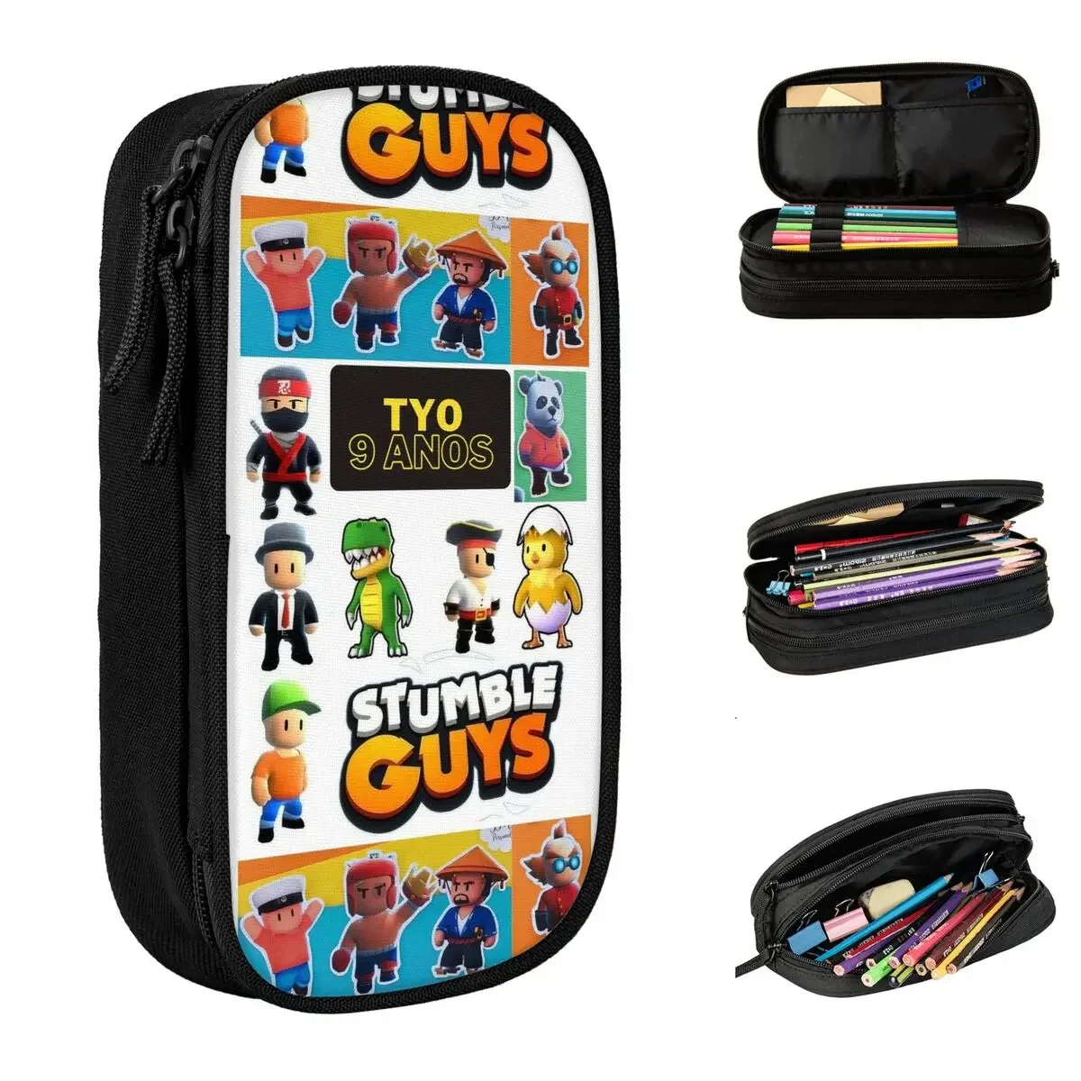 

Stumbles Guys Game Cartoon Pencil Case Pen Box Bags Kids Large Storage School Supplies Gifts Pencilcases