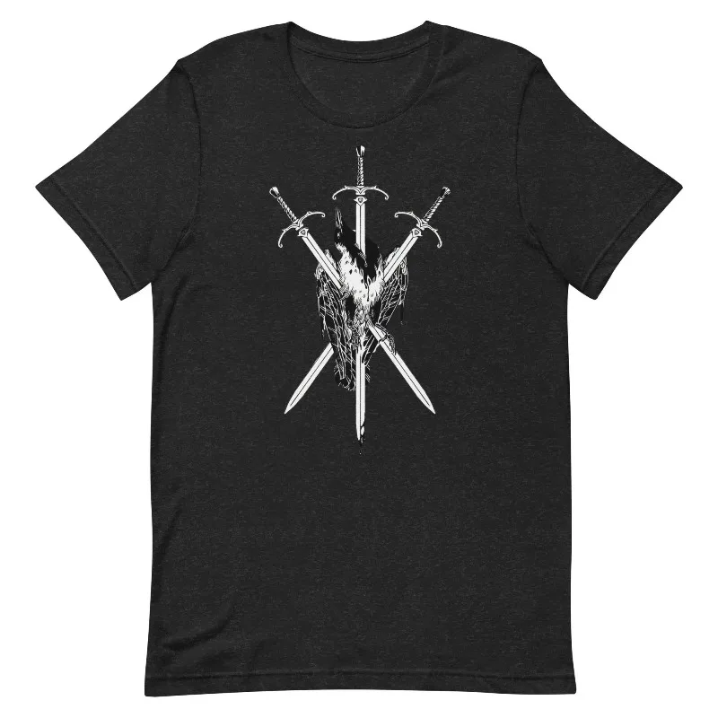 Gothic Sword Pattern Shirt, Avant-garde Punk Style T-shirt, Dark Aesthetic Clothing, Unisex Trendy Aesthetic Y2K T-shirt