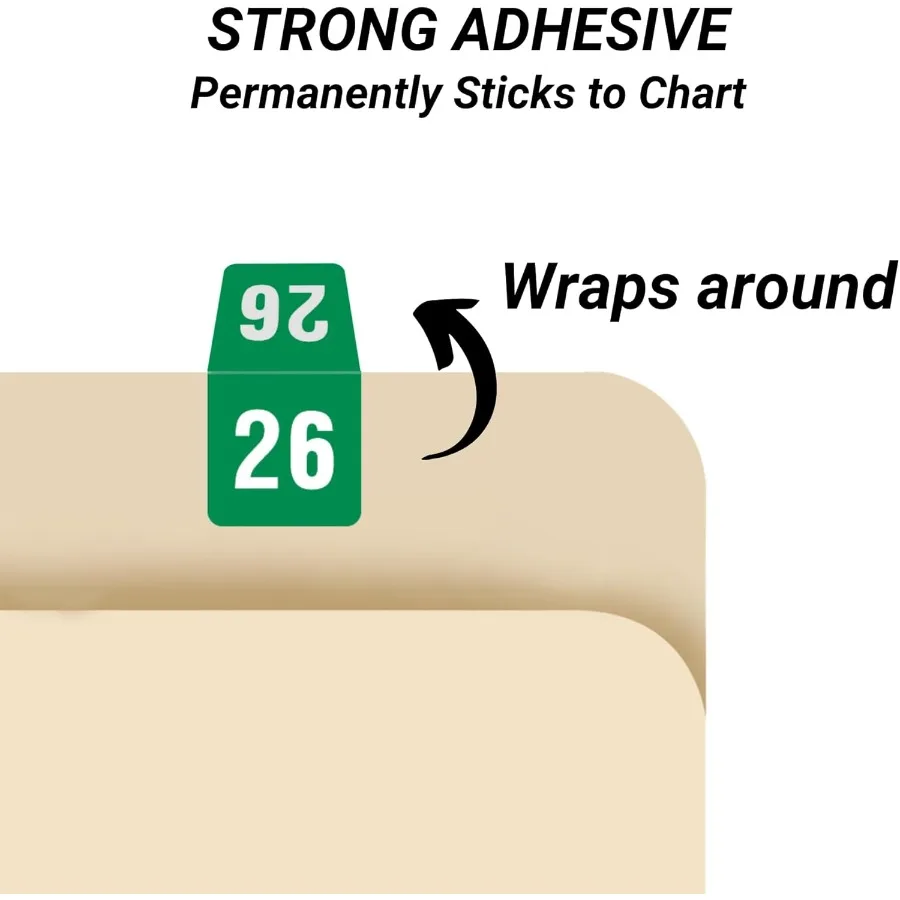 2026 MINI Top Tab Year Adesivos Verde Compatível com Smead Top Tab Doctor Stuff 2026 Gráfico Adesivos EUA Feito Etiquetas de Ano para F
