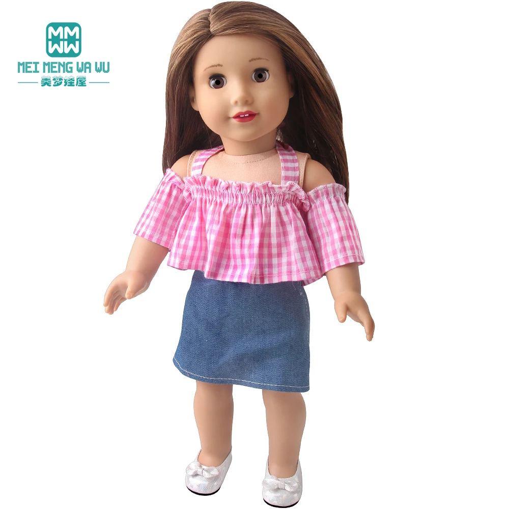 Puppe Kleidung Fit 45cm Spielzeug Amerikanische Puppe Mode Cartoon Gaze Kleid Hemd Hosen Schuhe Mädchen Geschenke – Detail 8