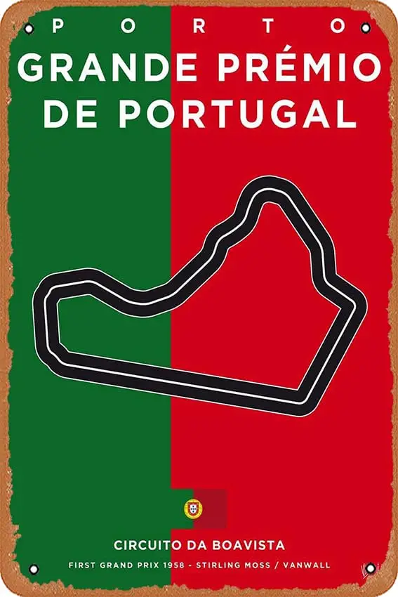 muecddoa Metal Signs - My F1 Racetrack Posters My F1 Porto Race Track - Tin Poster.