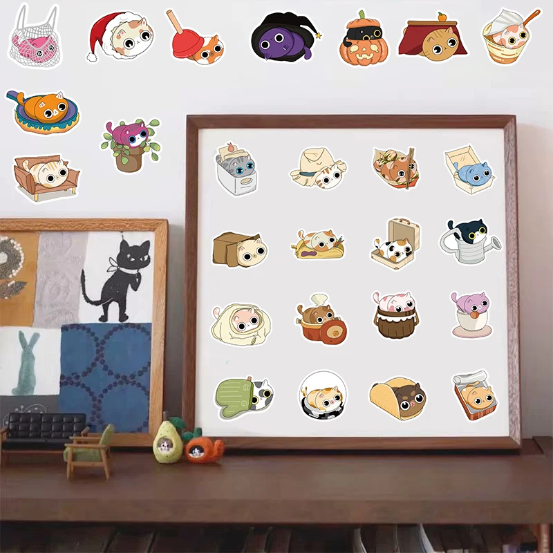 50 Stück Versteckspiel-Katzen-Aufkleber, Notizbuch, wasserdichte Packung, Party, dekoratives PVC, Geschenk für Laptop, Graffiti, Gepäck, Fahrradaufkleber
