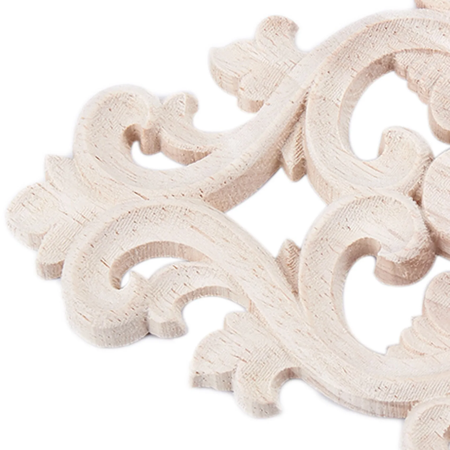 3X Lots Wood Carved Long Onlay Applique Unpainted Flower Walls Cabinets Door Decor Type:21X15cm