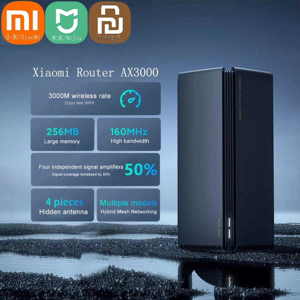 

Оригинальный маршрутизатор Xiaomi Mijia AX3000 AIoT 2976Mbs WiFi6 VPN 256 Мб Qualcomm CPU сетчатый ретранслятор внешний сигнальный сетевой усилитель