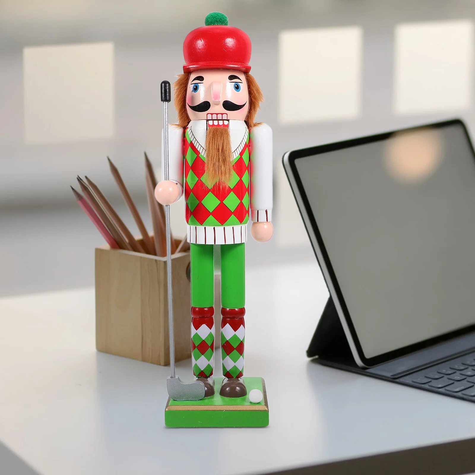 

Wooden Nutcracker Statue Christmas Ornament for Table Mantel Window Sill Festive Holiday Decor Fairy-Tale Theme