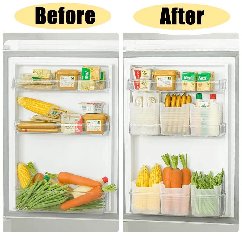 أدوات المطبخ، منظم الثلاجة، صناديق تخزين الطعام الطازجة، باب جانبي للثلاجة، منظم توابل الخضروات، تخزين حاويات الطعام