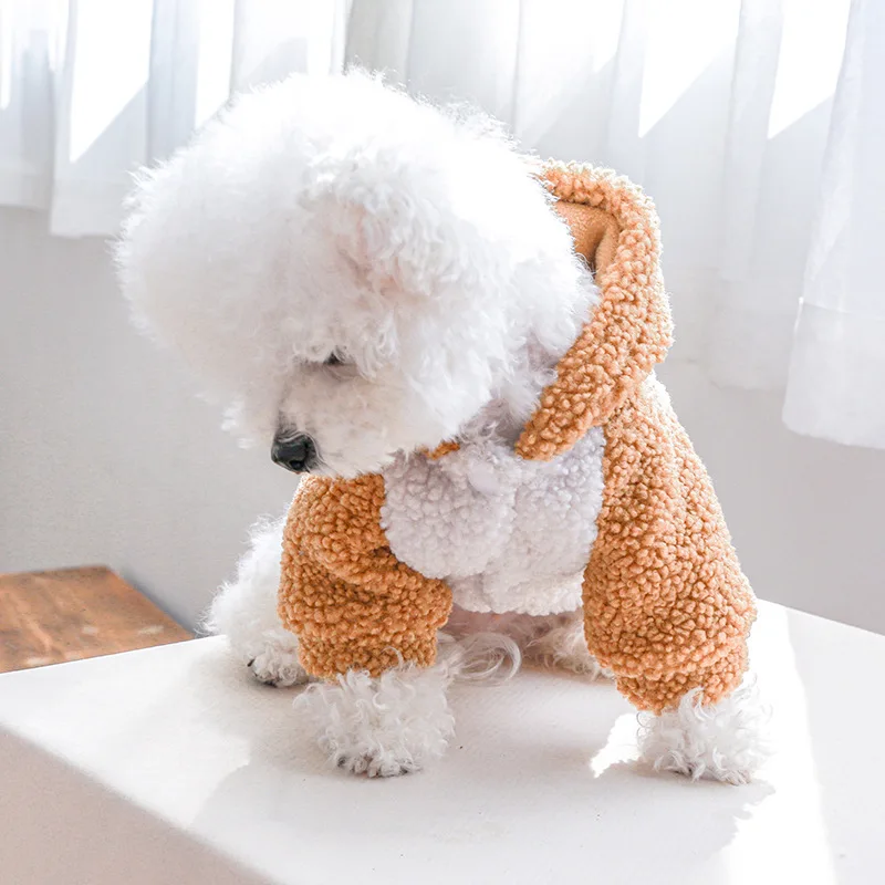 Berber-Fleece Welpen-Hoodie mit Schnalle, Winter-Warme Hundebekleidung für Kleine Hunde, Pomeranian, Yorkie, Haustier-Sweatshirts – Detail 10