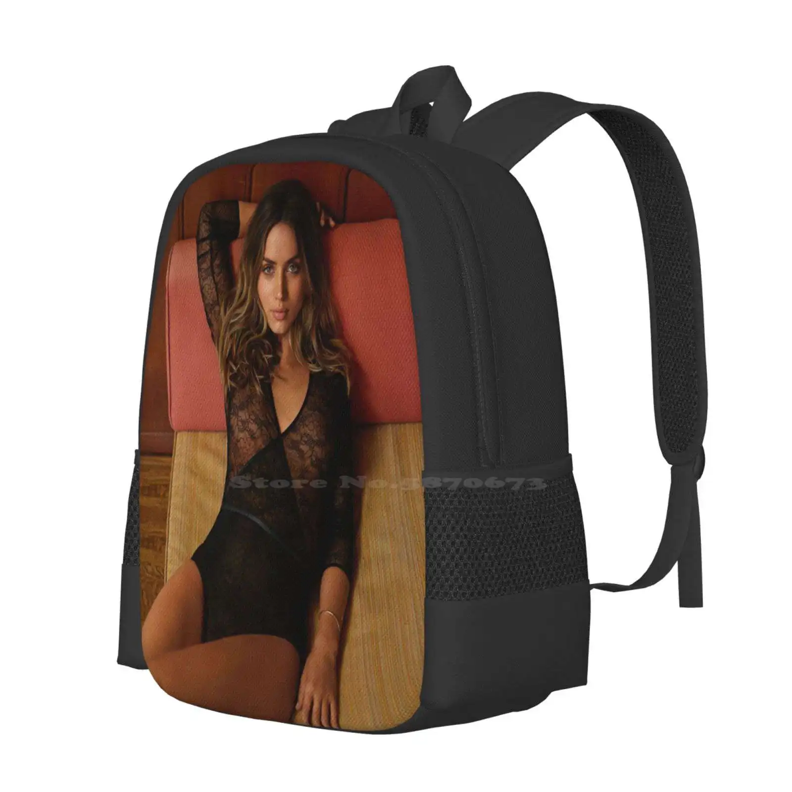 Ana De Armas Pattern Design Bag Student'S Backpack 2049 Profile Ana De Armas Wallpaper Model Up Actress Beautiful Voyeur High