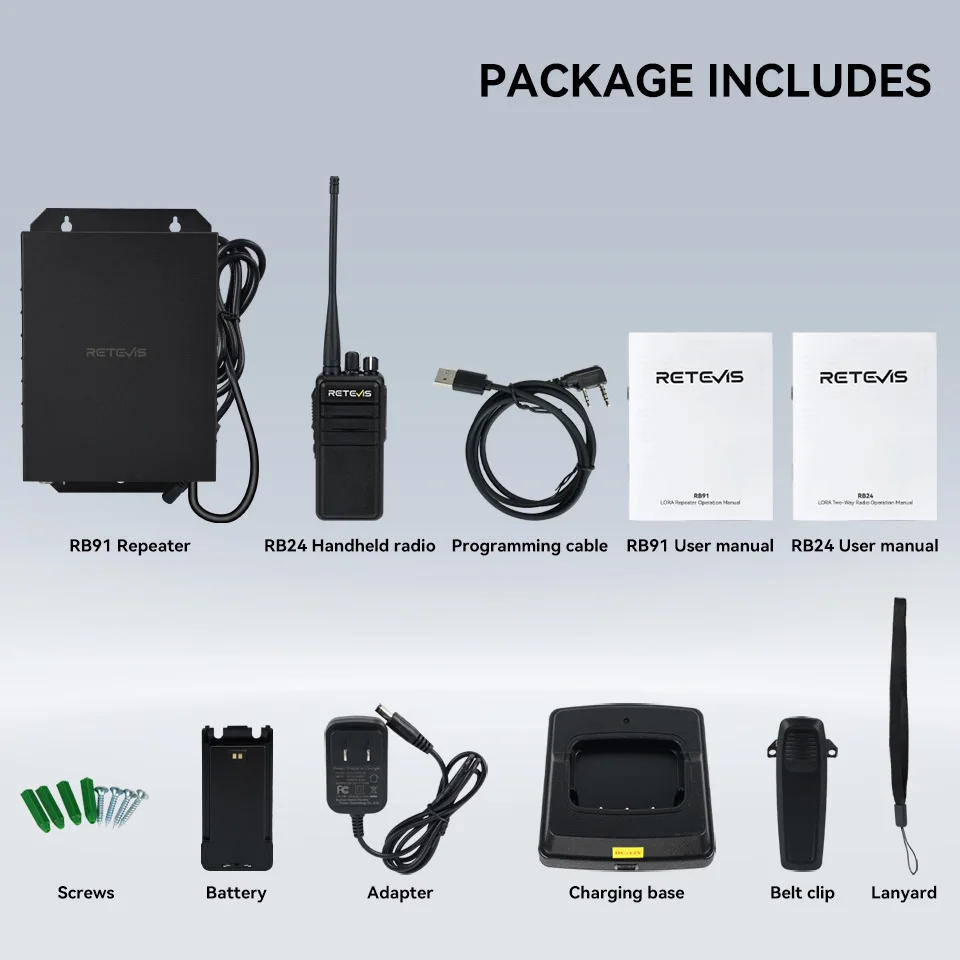 Imagem -06 - Retevis Rb91 Lora Repetidor Digital de Frequência Direta com Estações de Rádio Portáteis Uhf Rb24 5w Solução de Comunicação de Longo Alcance