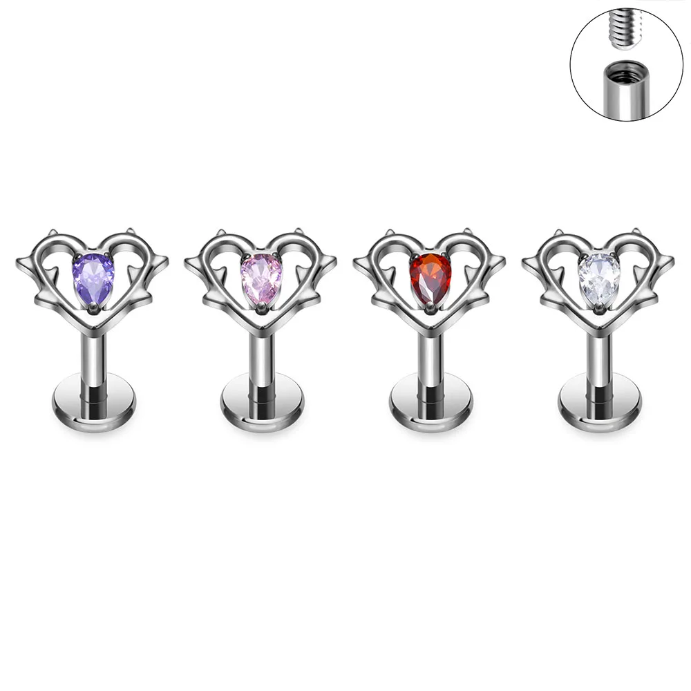 Asm f136 titânio zircão pavimentado superior labret lábio parafuso prisioneiro orelha cartilagem tragus helix piercing orelha studs confortável corpo jóias atacado