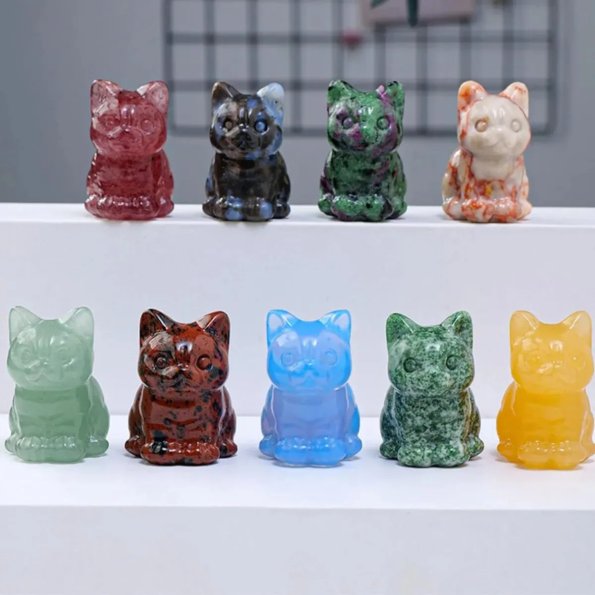 Natural Crystal Cat Ornaments Hand-carved Kitten Crystal Original Stone Gem DIY Animal Handicrafts Artworks