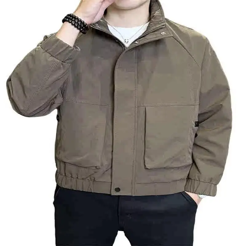 

Loose Fit Men's Jaet 2024 Spring Autumn Sli Harajuku Korean Hong Kong Sle Trendy Outerwear Stand Fit Long Sve B...