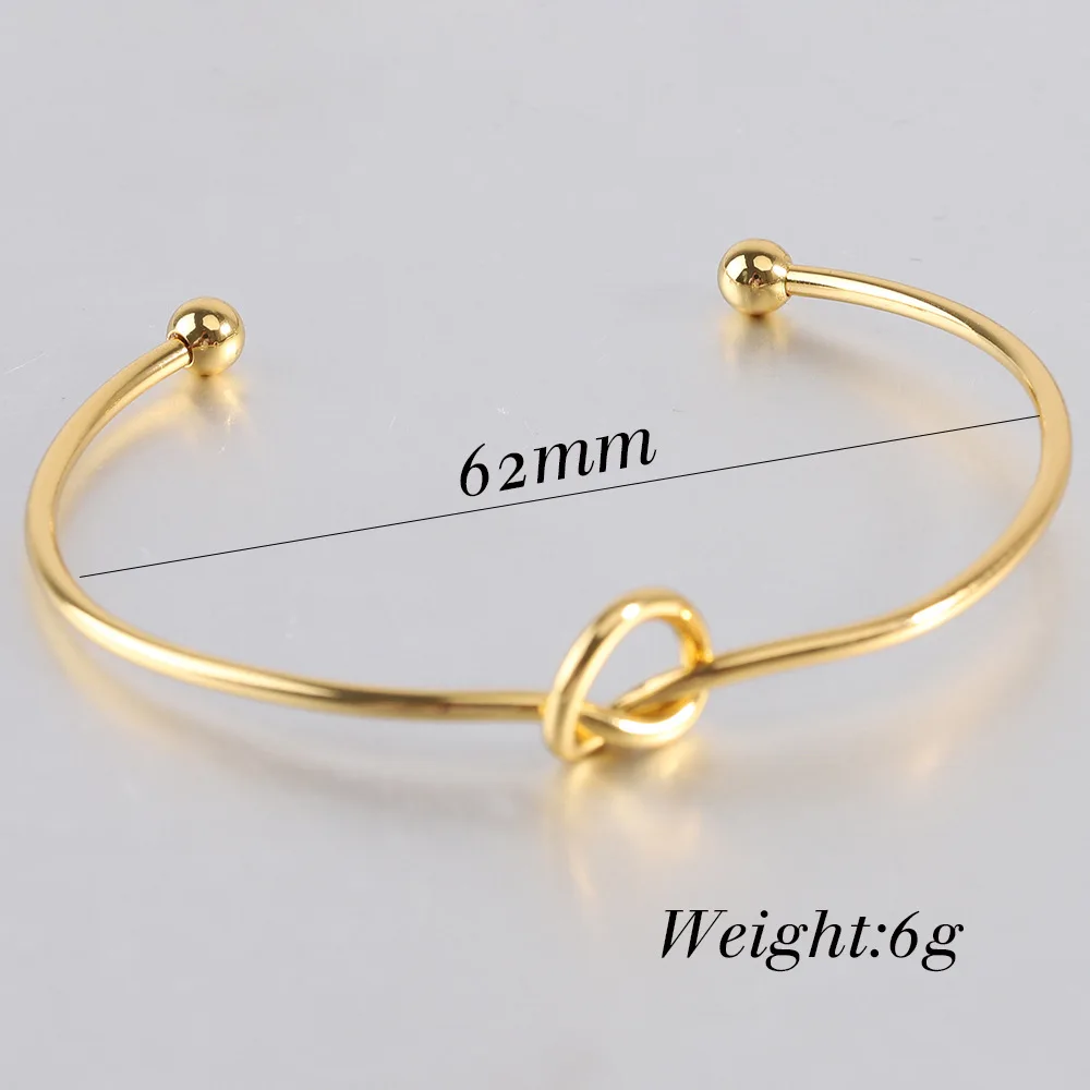 VQYSKO Love Knot Bracelet Stainless Steel Dainty Adjustable opening Bangle Wedding Bracelet Bridesmaid Jewelry Gift For Her