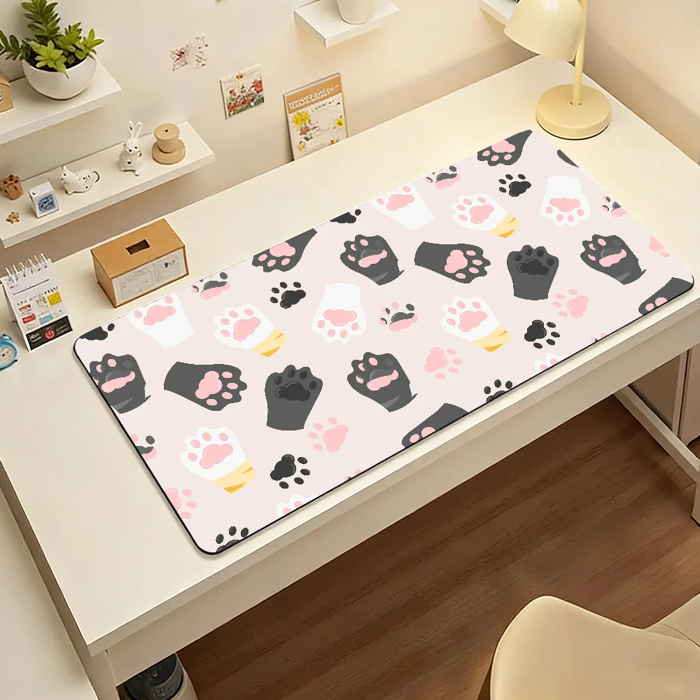 Colorful Cat Paw Print Mouse Pad For Office Gaming And Keyboards Non-Slip Large Waterproof