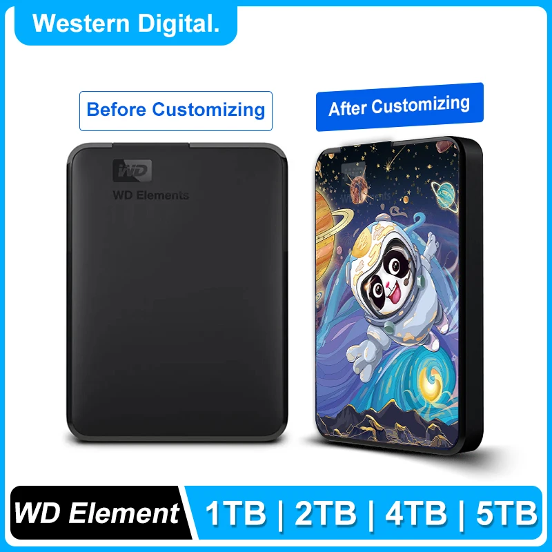 New Western Digital Element Portable External Hard Drive WD 1TB 2TB 4TB 5TB HDD USB 3.0 Hard Disk Suitable For Desktop Laptops