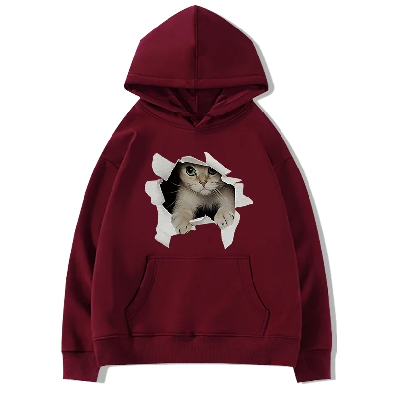 Women Funny Cat Graphic Sweatshirts Animal Autumn Hoodies Women's Clothing Kawaii Female Harajuku Y2K Women's Crewneck Sweatshir