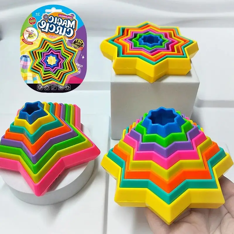Magical Octagonal Star 3D Radish Tower Cube with Three Dimensional Deformation Blocks for Relieving Children's Puzzle Stress
