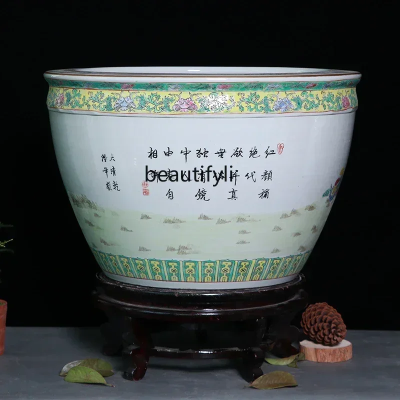 LXHand Painted Pastel Character Ceramic Fish Globe Hotel Opening Gift Turtle Lotus Water Light DecorationsSSS