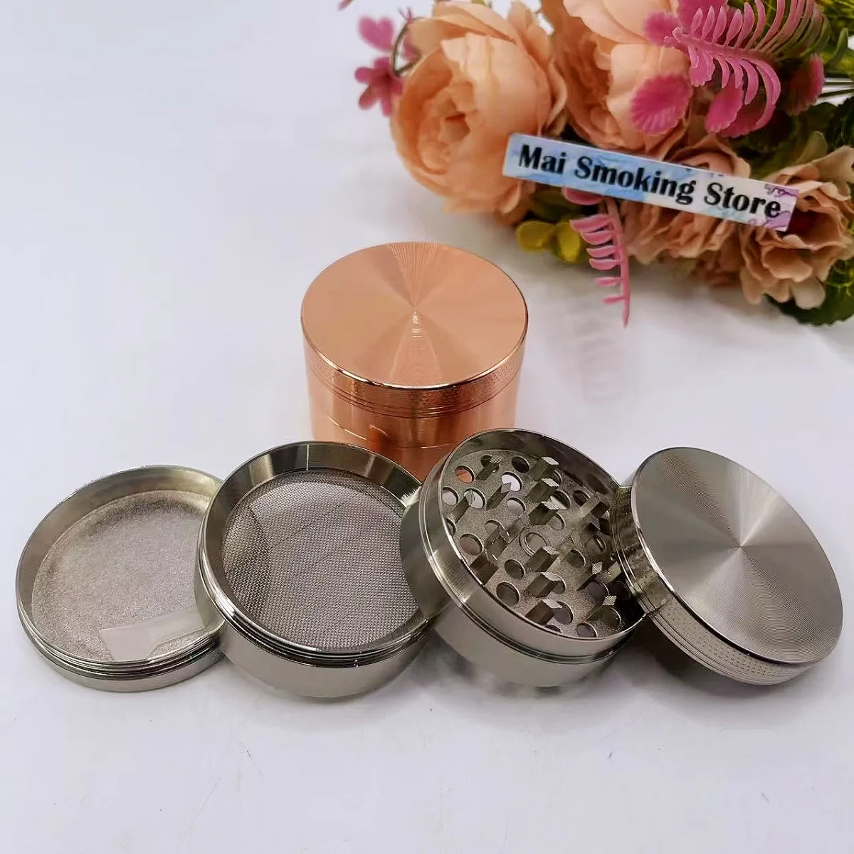 2inch Metal Herb Grinder 4-Layers Manual Spice Crusher Mortar Mill Grass Tobacco Grinder Smoking Tool Cigarette Accessories