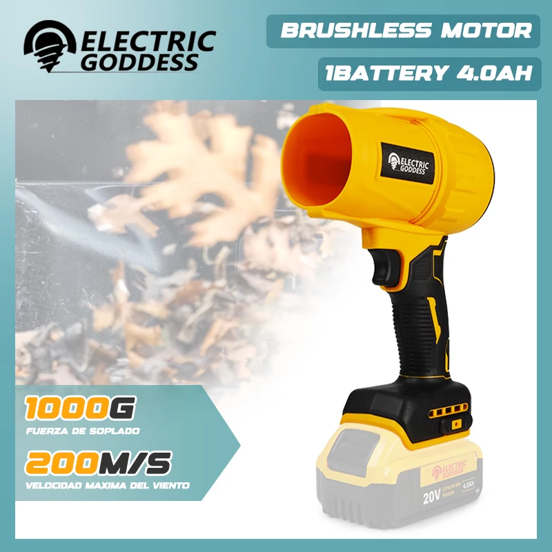 

200m/s Brushless Electric Air Blower Cordless Turbo Jet Fan Handheld Dust Blowing Tool For Dewalt 20V Battery Pin
