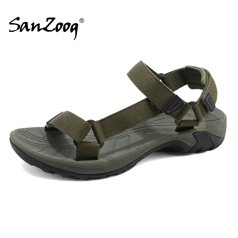 High Quality Summer Open Shoes Men Outdoor Adjustable Sandals Beach Gladiator Rome Breathable Green Pure Black Big Size 47 48