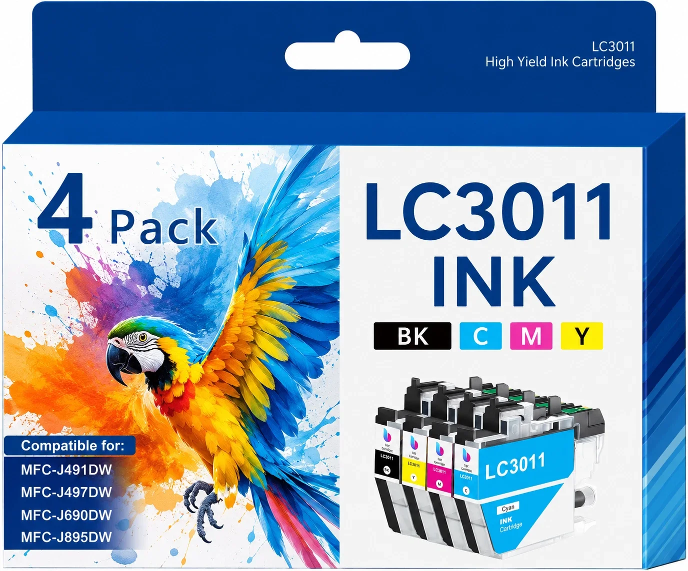 LC3011 4PK Heid Yield Ink Cartridge Compatible for MFC-J690DW J491DW Printer