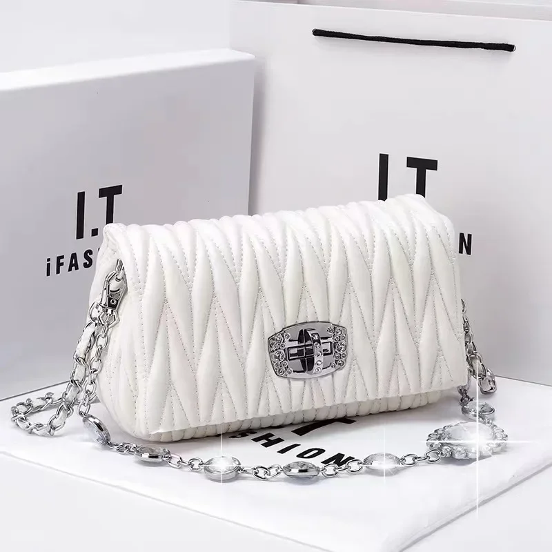 Women Bags Soft Leather Diamond Purses and Handbags New Commute Crossbody Small Bags Luxury Designer Underarm Shoulder Bags