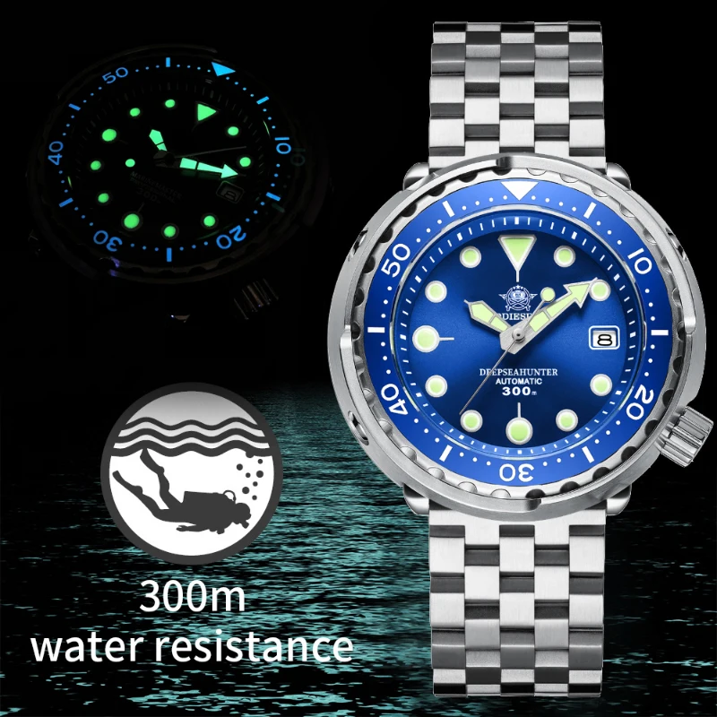 ADDIESDIVE 2023 Men\'s Mechanical Watch C3 luminous 300m Waterproof Sapphire NH35 Automatic Wristwatch Steel Tuna diver\'s watches