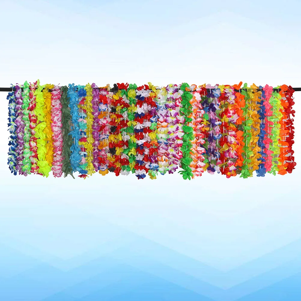 

42pcs Garland Set Hawaiian Flower Garlands Party Decorations Necklace Luau Wreath Beach Birthday Banquet Lightweight Bright