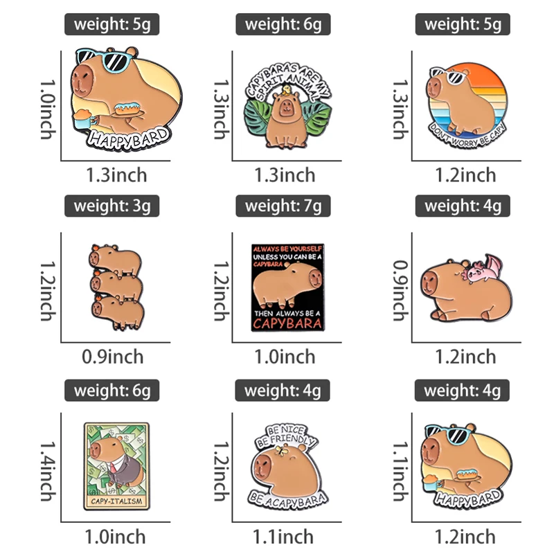 Capybara Hippo Series Enamel Pin Custom Cute Hippopotamus Brooches Accessories Lapel Badge Cartoon Jewelry Gift for Kids Friends